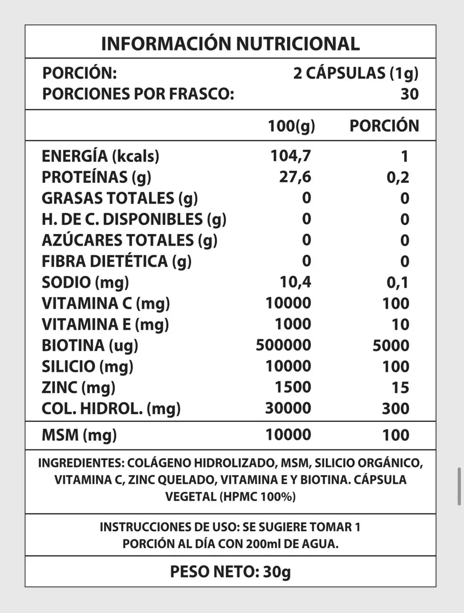 BIOTINA + COLÁGENO 60 CAPS