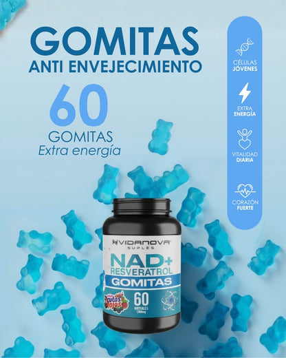 60 GOMITAS NAD+RESVERATROL ANTI-EDAD