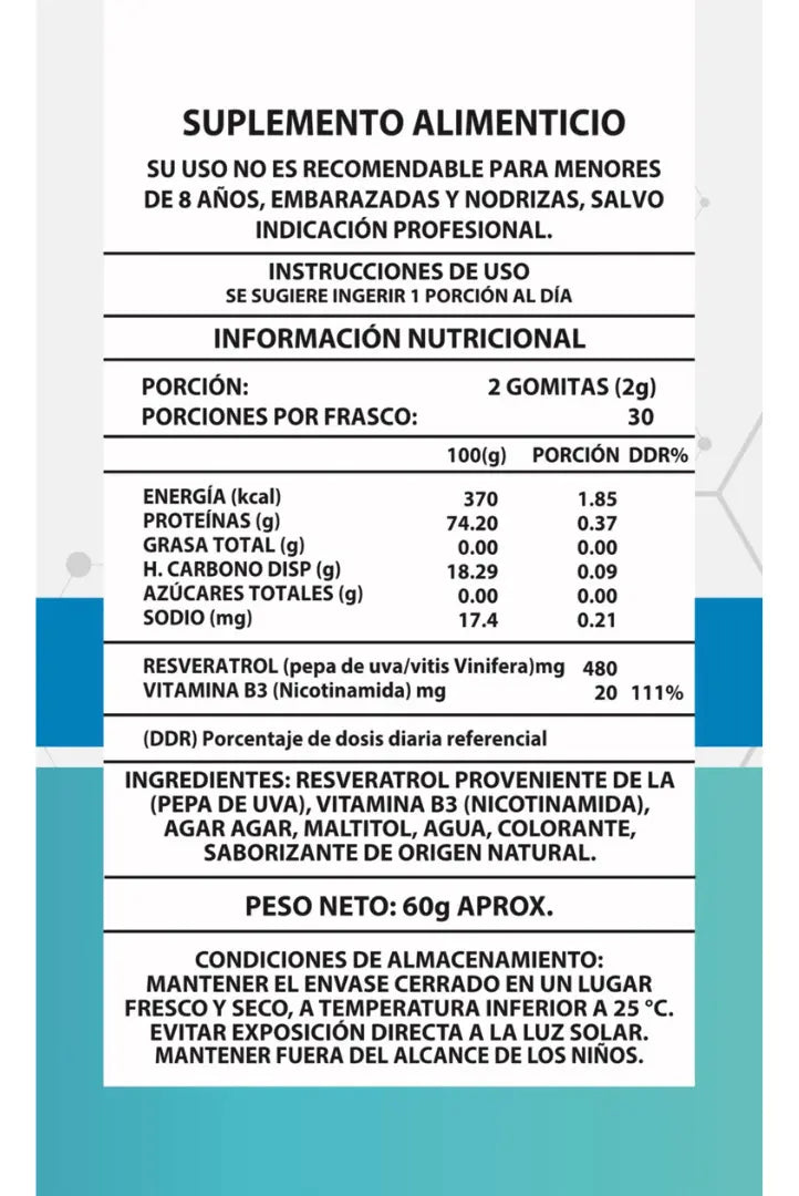 60 GOMITAS NAD+RESVERATROL ANTI-EDAD
