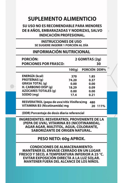 60 GOMITAS NAD+RESVERATROL ANTI-EDAD